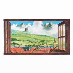 Ghibli Museum Original Howl's moving castle Fenster Wandbild Howl's Coming Town - Bild 1 von 10