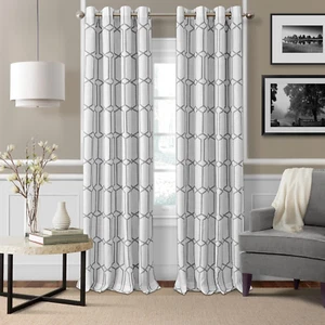 Home Fashions Kaiden Geometric Room-Darkening Window Curtain, Single Panel, 52" - Picture 1 of 7