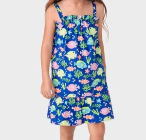 Gymboree Girls Blue Fish Ruffle Sleeveless Dress Splish Splash NWT - Picture 1 of 14