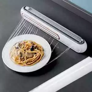 Magnetic Refillable Plastic Wrap Dispenser With Cutter, Tin Aluminum Foil Cutter - Picture 1 of 17