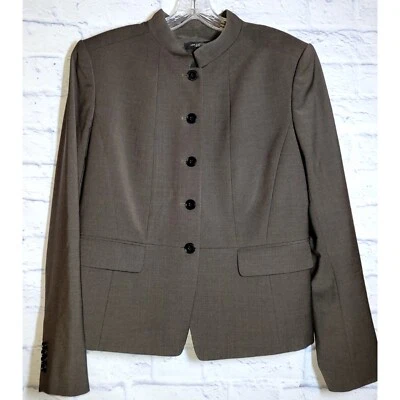 Chaqueta Blazer Ann Taylor Regent Marrón Talla 14 Bolsillos 5 Botones Forrada en Lana Virgen Foto 1 de 4