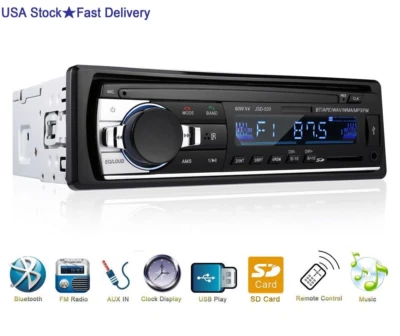 Bluetooth Car Stereo In-Dash FM Receiver SD MP3 Radio Player 1 Din Hands-free US - Image 1 of 4