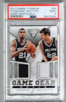 2013 Panini Titanium Tim Duncan/ T. Splitter Game Gear Duals - PSA 9 /155 - Image 1 of 2