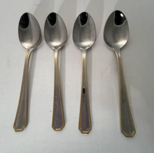 JUEGO DE 4 cucharaditas Towle Beacon Hill con acento dorado cubiertos acero inoxidable 18/8 - Imagen 1 de 3