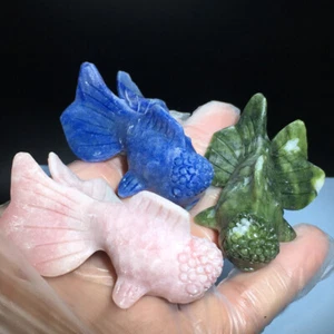 162g Natural Crystal.Various ores.Hand-carved.Exquisite goldfish.gift 3pcs - Bild 1 von 4