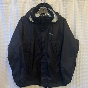 Marmot Rain Jacket Youth XL Black Shell Coat Full Zip Wind Hooded Boys Girls AI4 - Picture 1 of 9