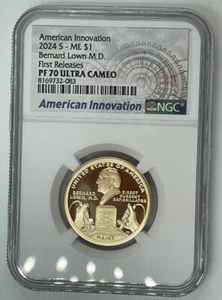 2024 S AMERICAN INNOVATION PROOF MAINE BERNARD LOWN M D NGC PF70 FIRST RELEASES - Picture 1 of 2