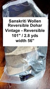 Lana sanscrita - Dohar reversibile - vintage - reversibile - larghezza 2,8 iarde x 56" - Foto 1 di 9