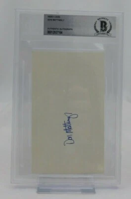 Don Mattingly Signed 3x5 Index Card Beckett Encapsulated Yankees Marlins Dodgers - Image 1 of 2