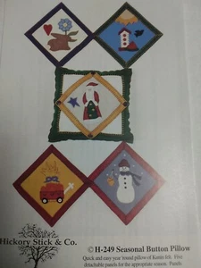 Hickory Stick Seasonal Button Toss Pillow H 249 Craft Sewing Pattern Christmas - Picture 1 of 5