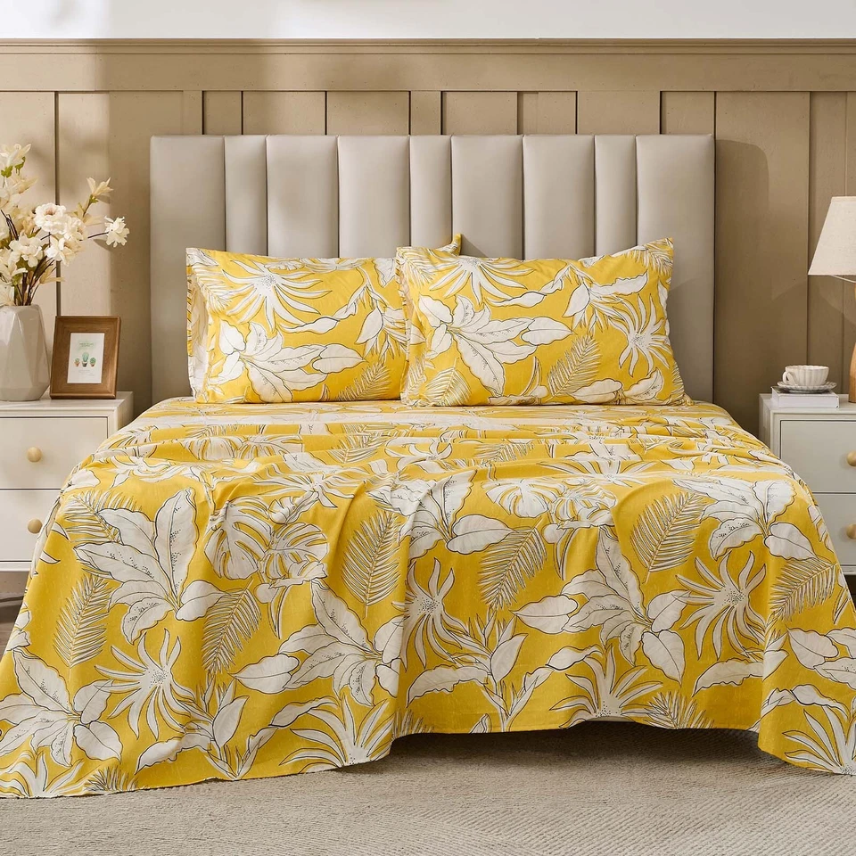 Gogreen 100% Cotton Deep Pocket Sheet Set Fit 16" Breathable Super Soft - Image 1 of 4