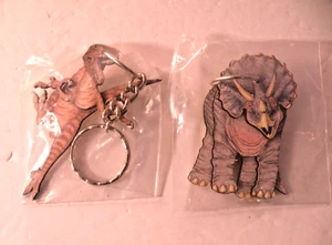 Dakin JURASSIC PARK Triceratops Raptor Keychains 1992 - Picture 1 of 4
