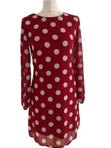 QED London Women's Tunic Short Dress Red Polka Dot Lined Occasion Party Size 10 - Picture 1 of 12
