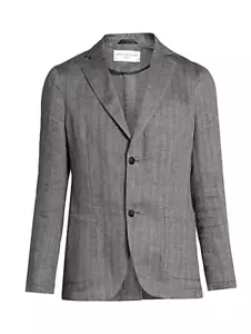 OFFICINE GENERALE GIACCA UOMO SPINA DI PESCE PIÙ LEGGERA, Nero/Grigio Taglia 52 NUOVA CON ETICHETTE - Foto 1 di 2