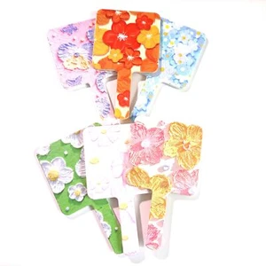 6Pcs Handheld Makeup Mirror Floral Print Portable Vanity Mirror with Handle - Picture 1 of 5