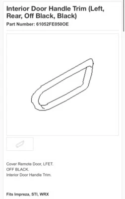 05 06 07 Subaru Impreza WRX STI Rear Door Handle Trim Bezel Driver LH 2005-2007 - Image 1 of 4