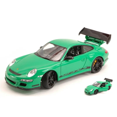PORSCHE 911 GTR 3 RS 2007 GREEN WITH BLACK STRIPES 1:18 Welly Auto Stradali Mode - Immagine 1 di 3