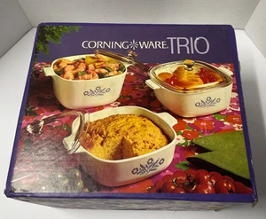 Vintage Corning Ware Trio "Blue Cornflower" 6-Piece Casserole Dish Set orig box - Picture 1 of 15