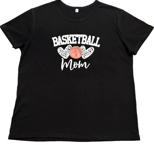 Damen T-Shirt Gr. XL schwarz Basketball Mom SS Herzen Basketball Grafik - Bild 1 von 3