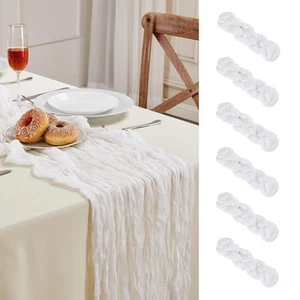 6 Pack White Cheesecloth Table Runner 10FT Long Boho Gauze Table Runner Rusti... - Picture 1 of 7