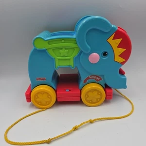 Fisher Price Peek a Boo Blöcke Elefant musikalisches Zugspielzeug funktioniert - Bild 1 von 13