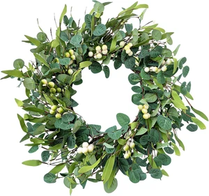 Weldomcor Artificial Eucalyptus Wreath for Front Door 50 Cm/20 Inches Spring ... - Picture 1 of 12