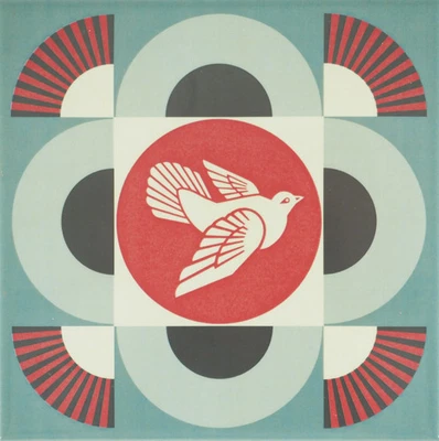 Shepard FAIREY (OBEY): Geometrische Taube (Blau) - Signierte Keramik - Bild 1 von 3