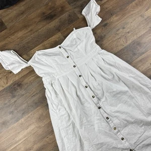 Lulus Kleid schulterfrei weiß Sommerkleid, Damen Größe L flirty und feminin - Bild 1 von 9