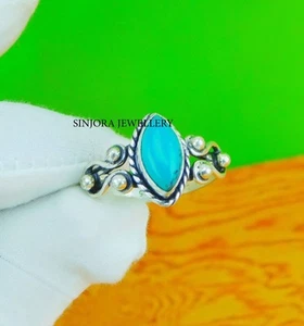 Turquesa piedras preciosas 925 plata esterlina hecho a mano anillo de... - Imagen 1 de 4