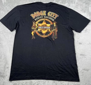 Harley Davidson T-Shirt Uomo XL Dodge City Kansas Saloon 2008 Nera NUOVA - Foto 1 di 11