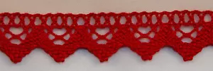 Spitzenband geklöppelt rot, 20mm x 1m Borte Spitze Dekoband Häkelspitze Nähen - Bild 1 von 2