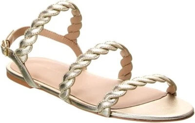 Stuart Weitzman Platino Gold Twistie Slingback Sandals 8.5 EU 39 WORN ONCE - Image 1 of 4