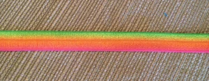 1 Yard 5/8” Rainbow Ombré Green Yellow Orange Pink Fold Over Elastic Hair Ties - Picture 1 of 2