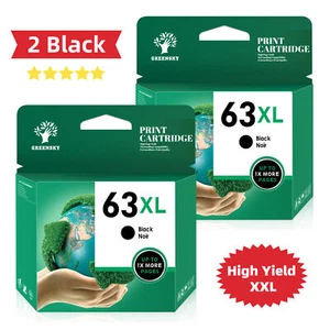 2 Pack 63XL Black Ink Cartridges for HP OfficeJet 3830 4650 4652 4655 5255 5258 - Picture 1 of 6