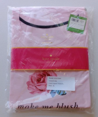 Camisa para dormir Kate Spade Dream a Little Dream rosa manga larga, XL, NUEVA CON ETIQUETAS Foto 1 de 4