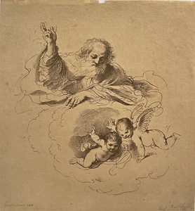 Francesco Bartolozzi Radierung (nach Guercino): Dio Padre Benedicente - Bild 1 von 4