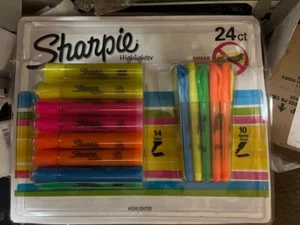 Sharpie Highlighters 24 ct Assorted Colors #585763 EASY GLIDING CHISEL TIP - Picture 1 of 2