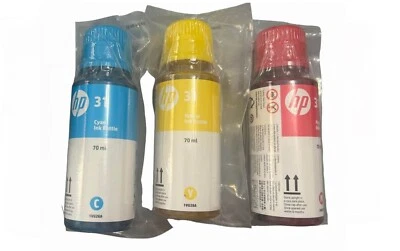 HP Genuine 31 Cyan Magenta Yellow Ink Bottles DeskJet GT 5810 5820 5840 5850 - Image 1 of 4
