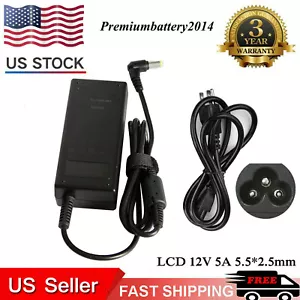 60W 12 Volt 5 Amp (12V 5A) DC AC Adapter Charger Power Supply Cord LCD Monitor - Picture 1 of 7