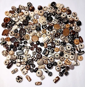 Buffalo Bone Beads, 199 Plus Pcs, Black, Brown, White, 4mm - 12mm, Free Ship - Picture 1 of 2