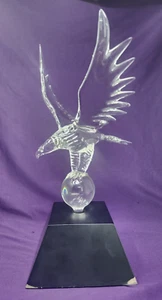 1990 Frabel Studio Glass Eagle on Ball Sculpture 5"L x 5"W x 13"H - Picture 1 of 5