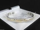 TOP QUALITY LADIES SILVER/GOLD FLOWERS MAGNETIC COPPER BANGLE PAIN RELIEF AJMB