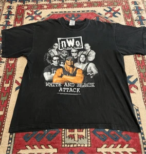 Vintage 1998 Wrestling T Shirt WCW/NWO White And Black Attack Hogan Big Show XL - Picture 1 of 6