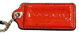 Coach Hang Tag Coral Patent Leather / Chain 2 1/2" x 1 1/4"    C-52