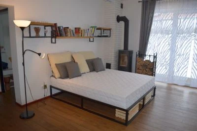 Modernes industrie doppel Metallbett Olimp 180x200 inkl. Lattenrost,Loft,schwarz - Bild 1 von 4