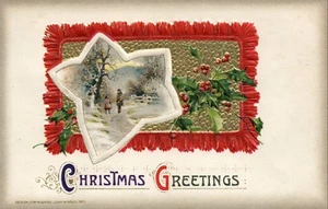John Winsch Greetings Holly Man and Woman Winter Walk  Scenic Postcard - Picture 1 of 2