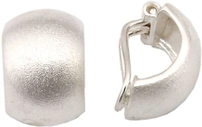 Orecchino a Clip Argento 925 Orecchini Opaco Sterlingilber Semi Arrotondato - Immagine 1 di 3