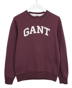 GANT Sweatshirt Men's MEDIUM Crew Neck Pullover Boucle Branding Burgundy - Picture 1 of 9
