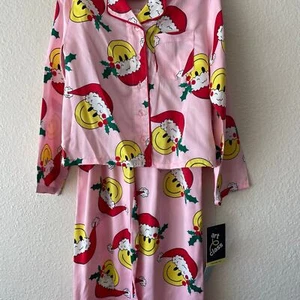 Pink Smiley Face Long Sleeve Pajamas Size Small s 6/7 Art Class Target - Picture 1 of 9