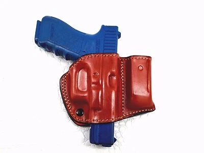 MYHOLSTER Belt Holster with Mag Pouch Leather Holster Fits Glock17/22/31